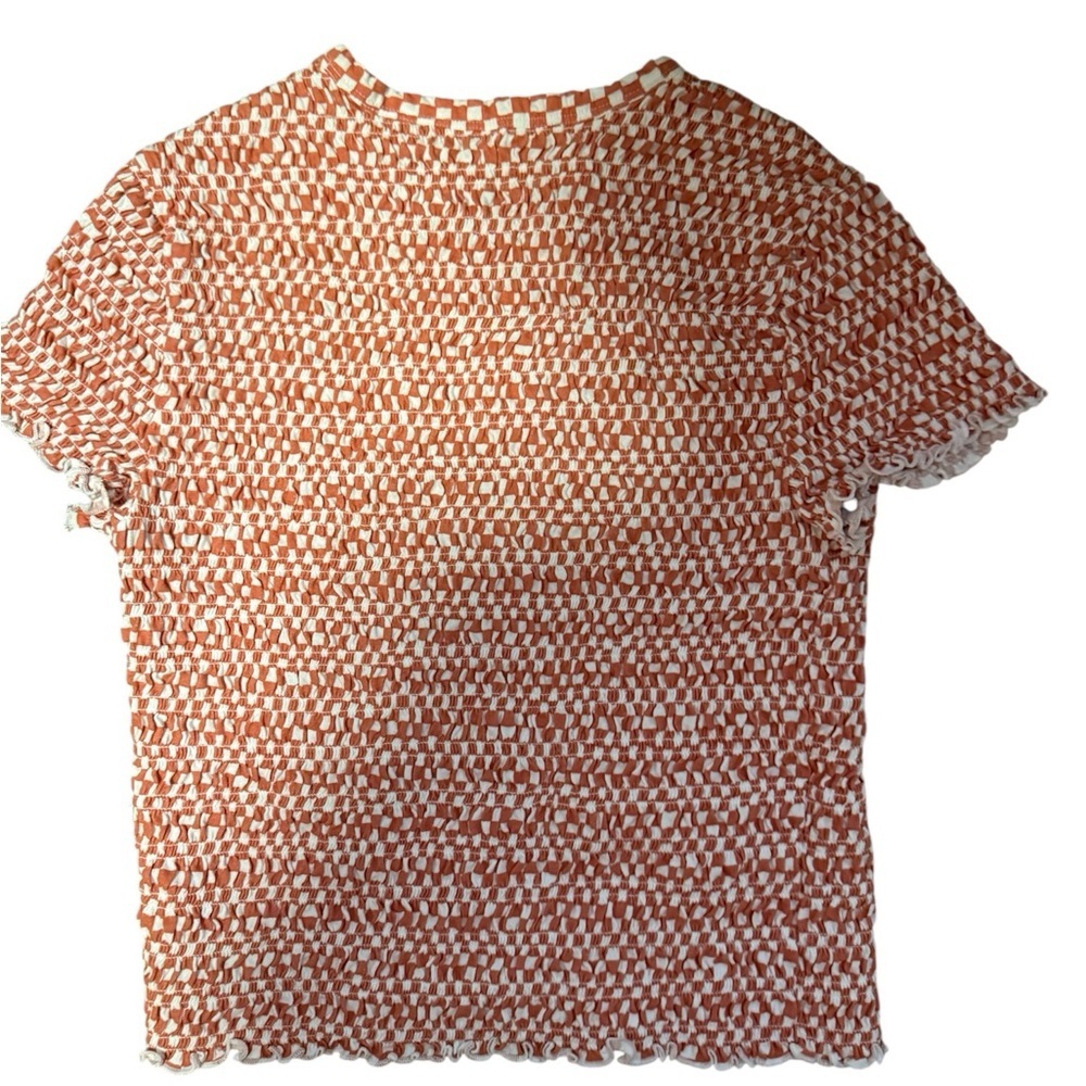American Eagle Orange and White Smocked Knit Top - Picture 2 of 4